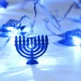 thumbnail image 6 of Battery Hanukkah Led String Lights, 10 Blue Candlestick Bulbs, 65-Inch Indoor Decor for Window, Mantel, Party, Synagogue, Battery Box for Easy Placement, Festive Jewish Holiday , 1 String of Lights, 6 of 7