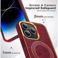 thumbnail image 6 of for iPhone 14 Pro Max Case with Magnetic Invisible Ring Stand Compatible with Mag-Safe Leather Business Shockproof Military Grade Protection Classic Luxury Slim Phone Cases for Women Men,Red, 6 of 7