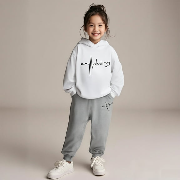 Kids Girls Boys Sweatsuit Set,2PC Long Sleeve Grey Basic Hoodie Jogger Set Fall Winter Clothes Girl Clothes 5-6 Years Cute Boys Girls Clothing