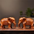 thumbnail image 1 of Ebony solid wood carved elephant figurines, a pair of auspicious ornaments for home living rooms, used to fill in missing corners and decorate., 1 of 4