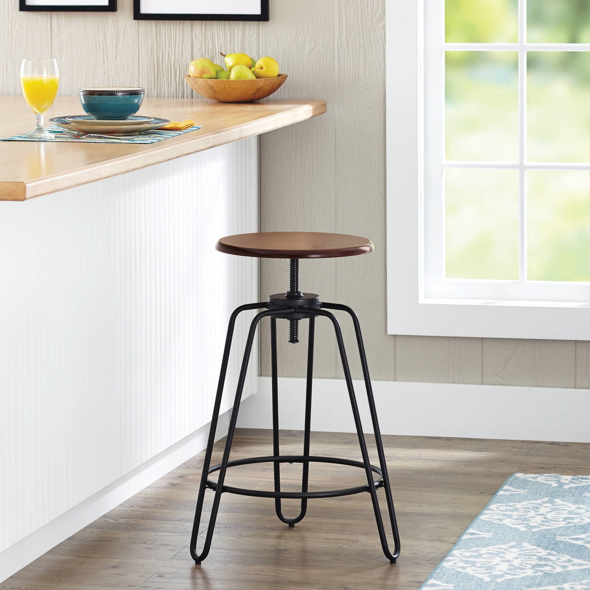 Mainstays 24 Fully Assembled Natural Wood Barstool Walmartcom