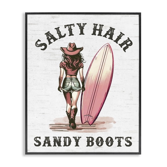 Stupell Industries Southwestern Salty Hair & Sandy Boots Black Framed Giclee Art, 11 x 14, by Lettered and Lined