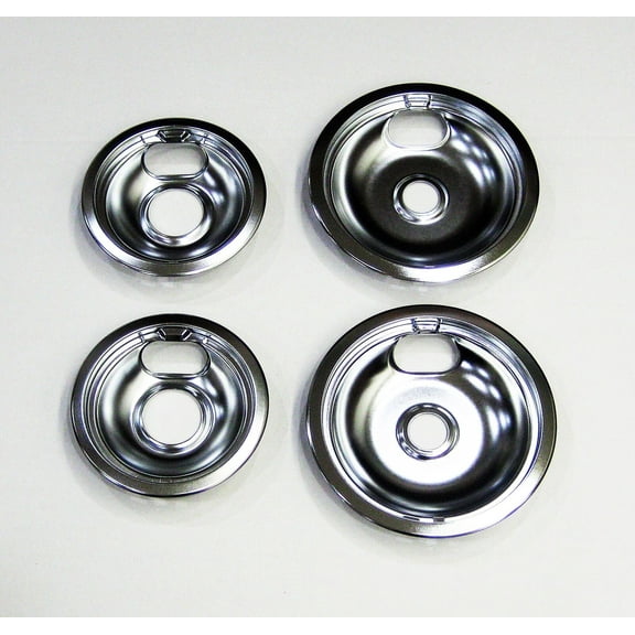 Range Burner Drip Pan Bowl Bib Set for GE 2 of WB32X107 2 of WB32X106 Chrome