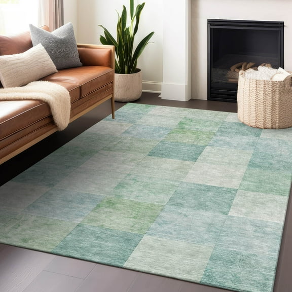 Addison Rugs Chantille Indoor/Outdoor Transitional Geometric Seafoam Washable Rectangle Rug, 10' x 14'