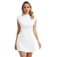 thumbnail image 4 of Kaerm Women's Elegant Mock Neck Wedding Evening Party Dress Cap Sleeve Summer Casual A-Line Mini White L, 4 of 7