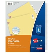 Avery Big Tab Insertable Dividers, Buff Paper, 8 Clear Tabs, Copper Reinforced Holes, 1 Set (23285)