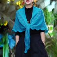 thumbnail image 5 of Oiur Women Knitting Shawl,Solid Color Fringe Design Lightweight Versatile Hollow Shawl,Open Knitted Pattern Shawl Wrap,Blue, 5 of 7