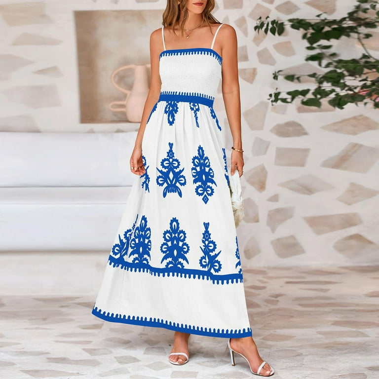 blue and white boho dress Three-Tiered Boho Dress XS/S / Ivory Swiss Dots main image 1