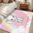 thumbnail image 4 of Area Rugs for Living Room Bedroom, Elephants 4'x6' Rug Washable Carpet Runner Indoor Outdoor, Cute Rainbow Clouds Pink Purple Non Slip Accent Floor Mats Rug for Kitchen, Office, 4 of 8
