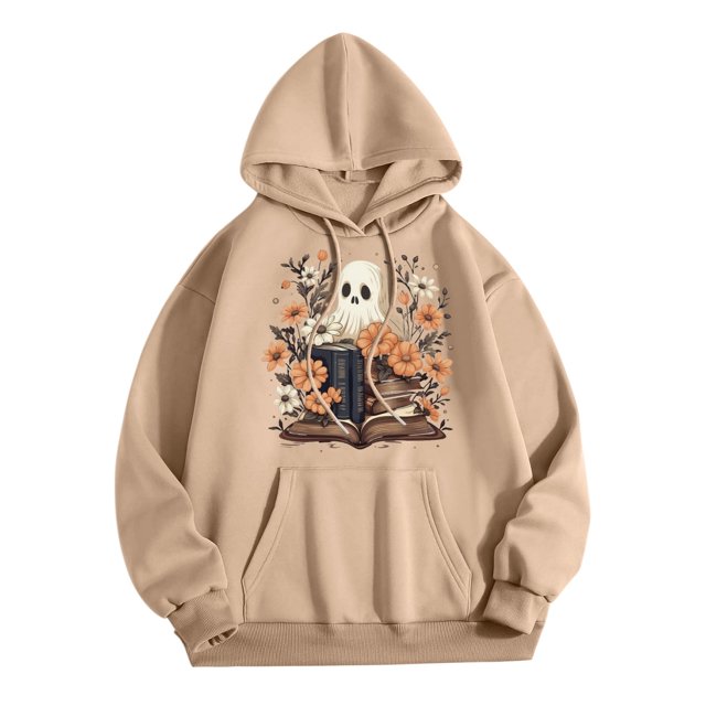 WEAIXIMIUNG Chandail pour Femmes Graphique Tendance Chandail Décontracté pour Femmes à Col Rond avec Poche Chandail à Capuchon Imprimé