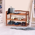thumbnail image 5 of Patiojoy Freestanding 3-Tier Wood Shoe Rack Shelf Storage with 4 Metal Hanging Bars, 5 of 5