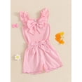 thumbnail image 5 of BemeyourBBs Toddler Baby Girl Summer Clothes Cute Infant Baby Girl 2 Pieces Outfit Sleeveless Ruffled Vest Tank Tops Bow Decor Plaid Print Shorts Set, 5 of 9