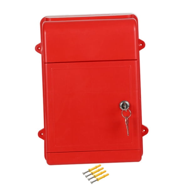 Buzón montado en la pared con bloqueo de llave y llave de la llave Buzón de buzón Propina Postbox Buzón de llave para revistas porche residencial Rojo