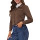 thumbnail image 4 of CHAQUETA DE SUEDE SINTÉTICO PARA MUJERES INSPIRE CHIC CON CUELLO PUNTA, BOTONES Y CORTA, ESTILO MOTO BIKER, COLOR L CAFÉ, 4 of 6