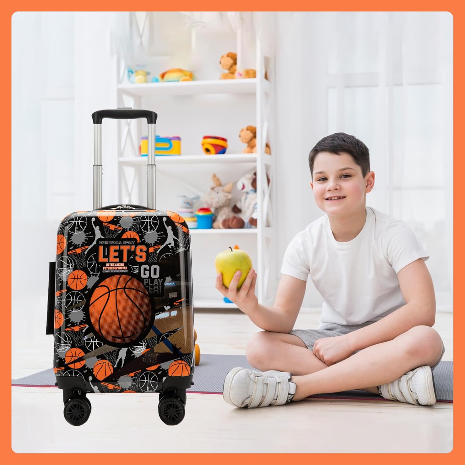 Kids Luggage Sets Carry on Suitcases for Boys with Wheels Hardshell 3 Piece Suitcase with Duffle Bag for Travel Neck Pillow