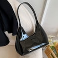 thumbnail image 6 of Women Crescent Bag Casual Patent Leather Tote Bag Girl Shopper Purse (Black), 6 of 8