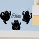 thumbnail image 1 of Adhesivos de pared de PVC con dibujos animados de gatos negros con dibujos animados de gatos de yoga, 1 of 3