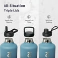 thumbnail image 3 of Trebo Water Bottle 64oz with Paracord Handle, Half Gallon Large Vacuum Double Wall Stainless Steel Insulated Water Jug with Holder Strap Straw Spout Lids, Leakproof Keep Cold & Hot, Indigo/Black C108, 3 of 3