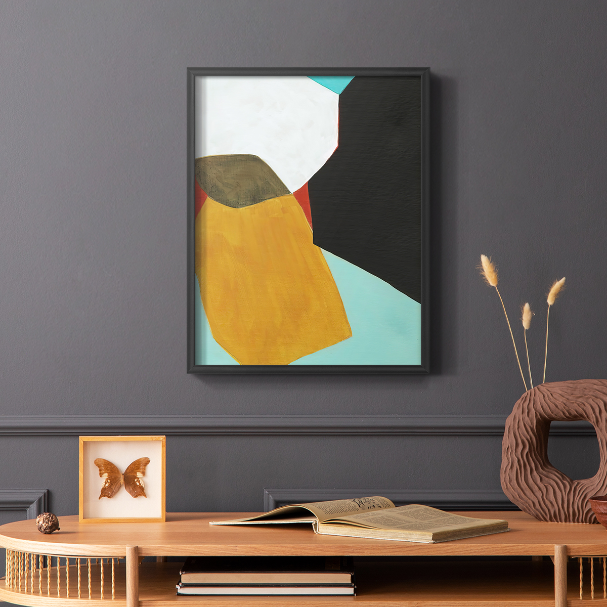 Graphica I Framed Print in Black Solid Wood Framed Print No Nail Hanging