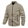 thumbnail image 4 of Men's Casual Bomber Jacket Business Stand Collar Solid Color Casual Baseball Jacket Winter Fall Versatile Short Windbreaker Jacket with Zipper Pockets, 4 of 5