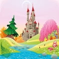 thumbnail image 3 of Cartoon Duvet Cover Sets, Themed ish Graphic with Castle in Dreamy Forest River Mushrooms, Bedding Set with 2 Duvet Covers & 4 Pillowcases, 2 Pack Cal King Size, Pink Green, by Ambesonne, 3 of 3