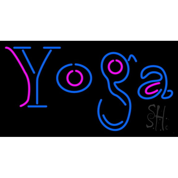 Yoga LED Neon Sign 13 x 24 - inches, Black Square Cut Acrylic Backing, with Dimmer - Bright and Premium built indoor LED Neon Sign for Spa interior decor and storefront.