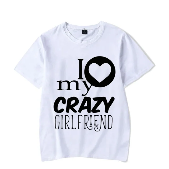 Camisetas con el diseño "Amo a mi novia loca" para hombre, ropa luminosa, camiseta de hip hop de manga corta.
