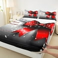 thumbnail image 3 of jejeloiu Happy New Year Red Bowtie Bowknot Merry Christmas Queen Sheet Set,Lightweight Kids Bedding,4pcs, 3 of 7