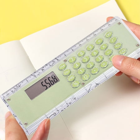 Mini Digital Calculator Ruler 2-in-1 Teens Campus Office Stationery Portable Compact Multifunctional Ruler Calculator