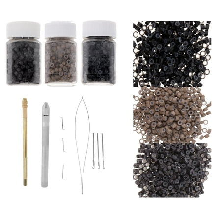 QSTDGVPW Hair Wig Micro Rings Link Hooking Ventilating Latch Pulling Loop Needles Set