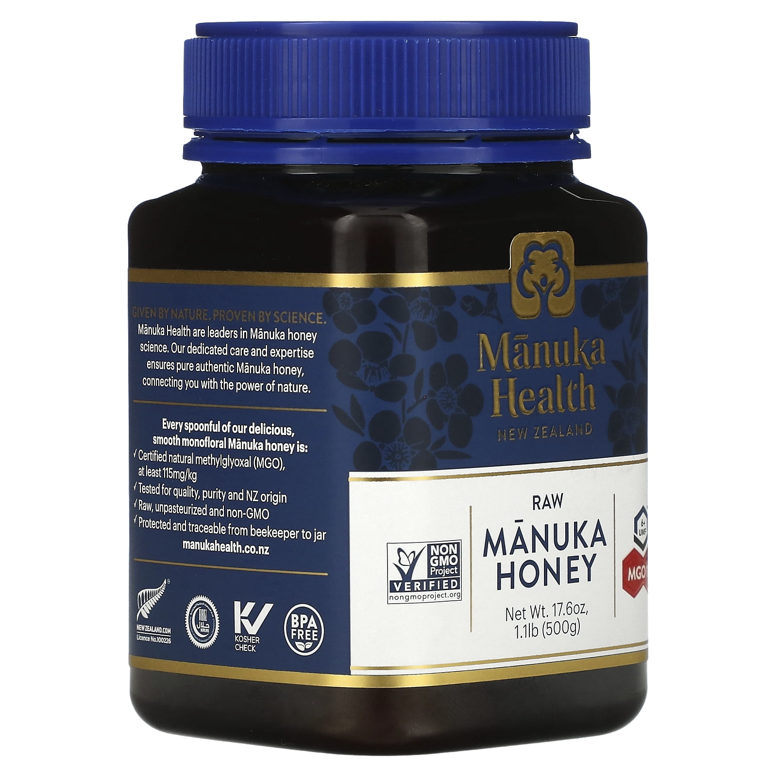Manuka Health UMF  6+/MGO115+ Manuka Honey Natural Supplement 17.6oz, Allergens Not Contained