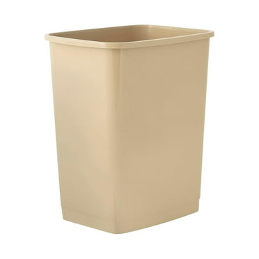 Superio Kitchen Trash Can 9 Gallon Slim Waste Bin 37 Qt Durable Plastic, Fit Small Spaces, Office, Bathroom, Under Counter, Beige