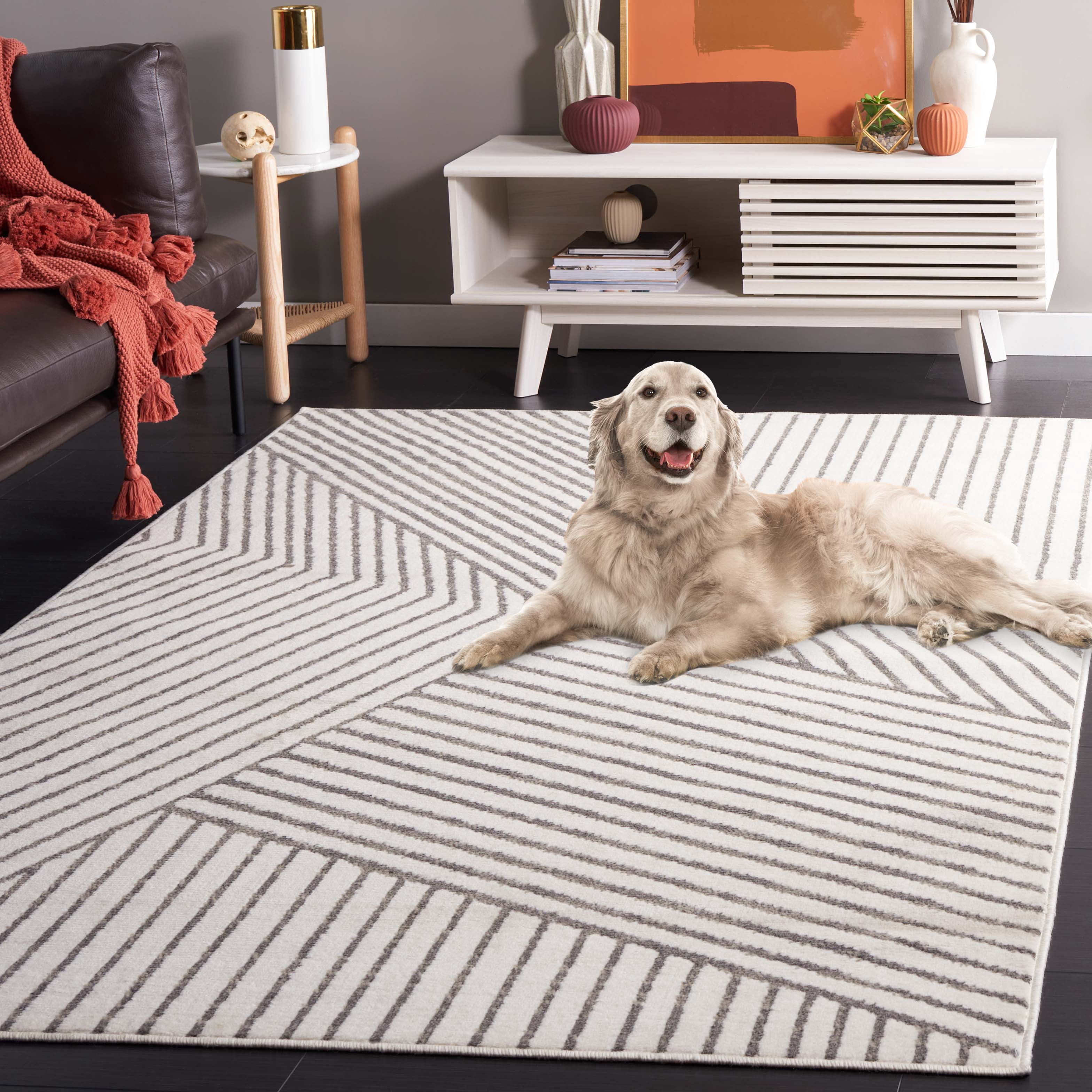 SAFAVIEH Pyramid Hunter Geometric Area Rug, Ivory/Gray, 8' x 10'