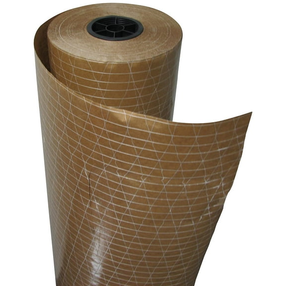 PCP360200 Reinforced Kraft Floor Protection Paper, Plastic Coated and Fiberglass Threading, Brown, 36" Wide by 200' Long