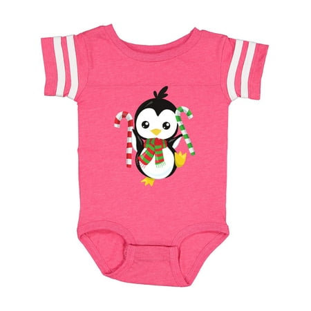 

Inktastic Cute Penguin Penguin With Candy Cane And Scarf Gift Baby Boy or Baby Girl Bodysuit