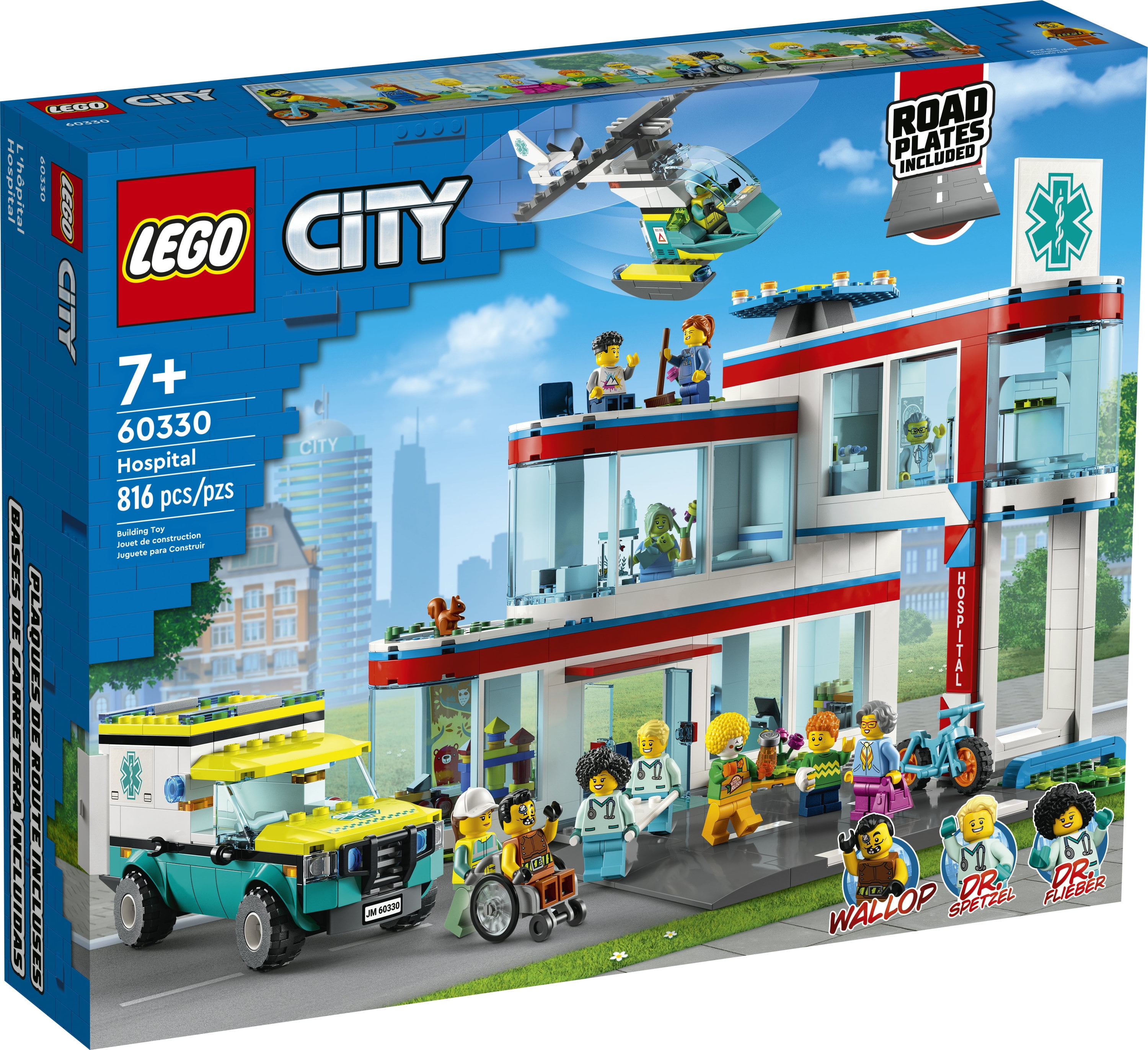 LEGO City Building Set 60330 Toy Ambulance, Rescue Helicopter 12 Mini Figures, Pretend Play Toy Hospital for Educational Fun, Connect to Other LEGO City Sets, for Kids Age 7+ - Walmart.com