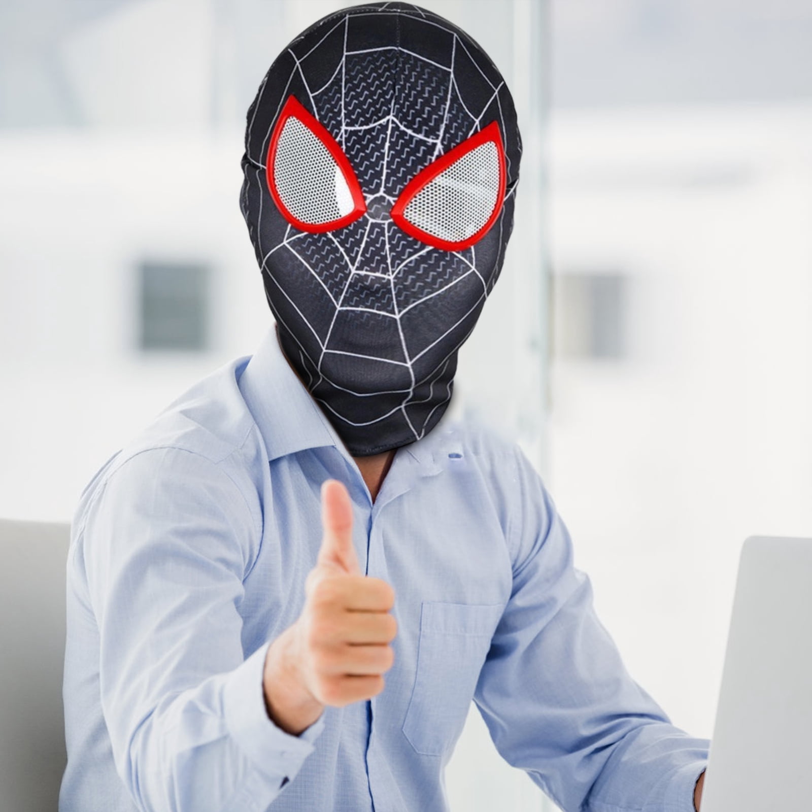 Full Head Spider Mask, Realistic Web Design & Breathable Texture for Costume Parties & Immersive Hero Adventures, Black