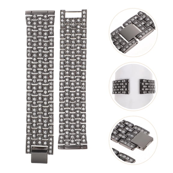 WEAVILUX Chic Watch Strap Replacement Band Black Alloy 1Pcs for Women