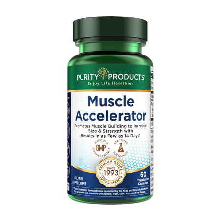 Muscle Accelerator by Purity Products - 650 mg RipFactor Patented & Clinically Tested Muscle Accelerator Blend of Ayurvedic Herbal Extracts Promotes Strength, Endurance + Muscle Growth - 60 Veg Caps