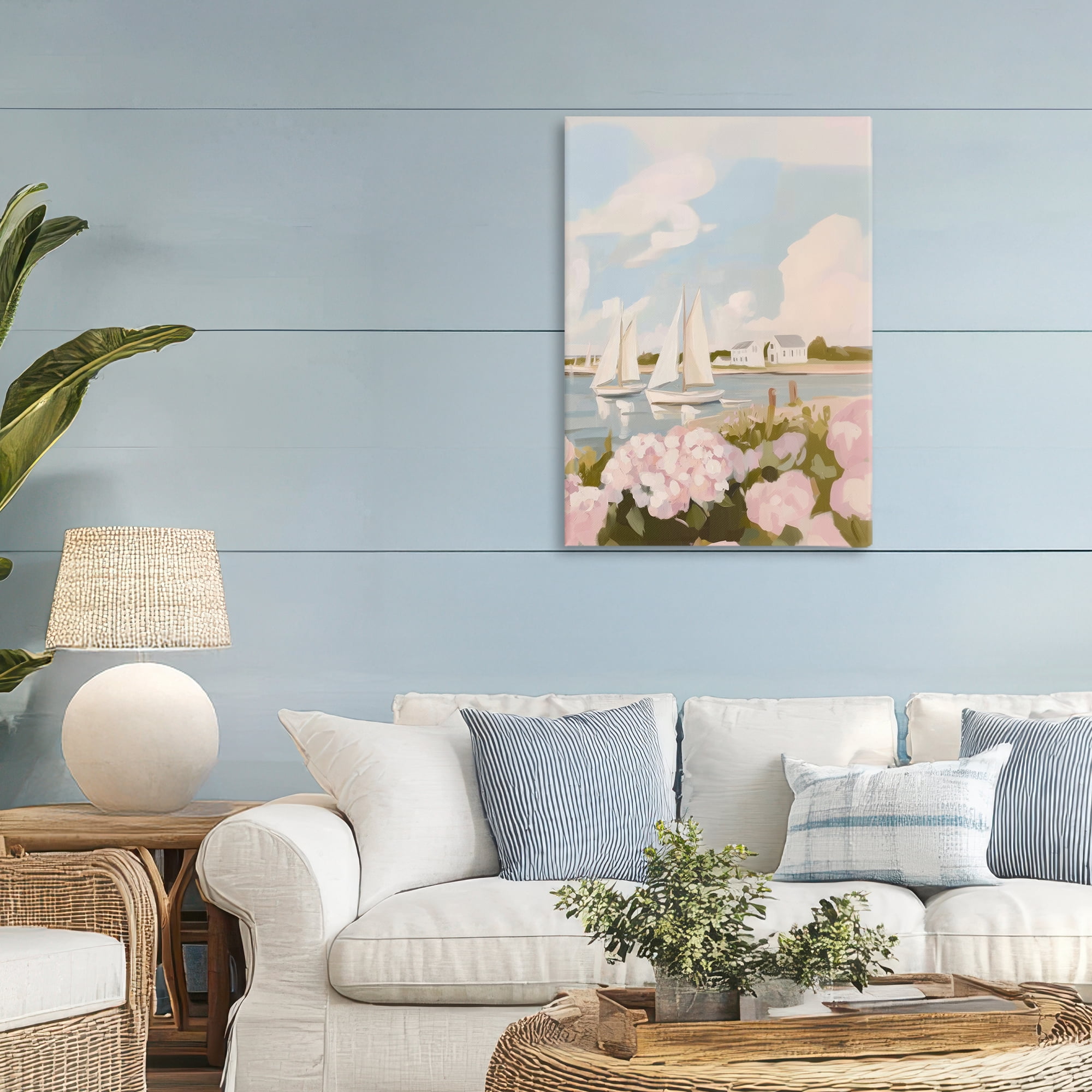 Stupell Industries Pink Hydrangeas with Sailboats Canvas Wall Art, design by Sisi and Seb