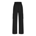 thumbnail image 3 of cocolona Womens Elastic Waist Cargo Pants Casual Loose Multi-Pocket Outdoor Hiking Pants Wide Leg Work Trousers S-2XL, 3 of 8