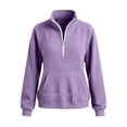 thumbnail image 5 of Jaunzuar Sweatshirt for Women Corduroy Long Sleeve Quarter Zip Pullover Stand Collar Loose Casual Tops with Pockets L, 5 of 6