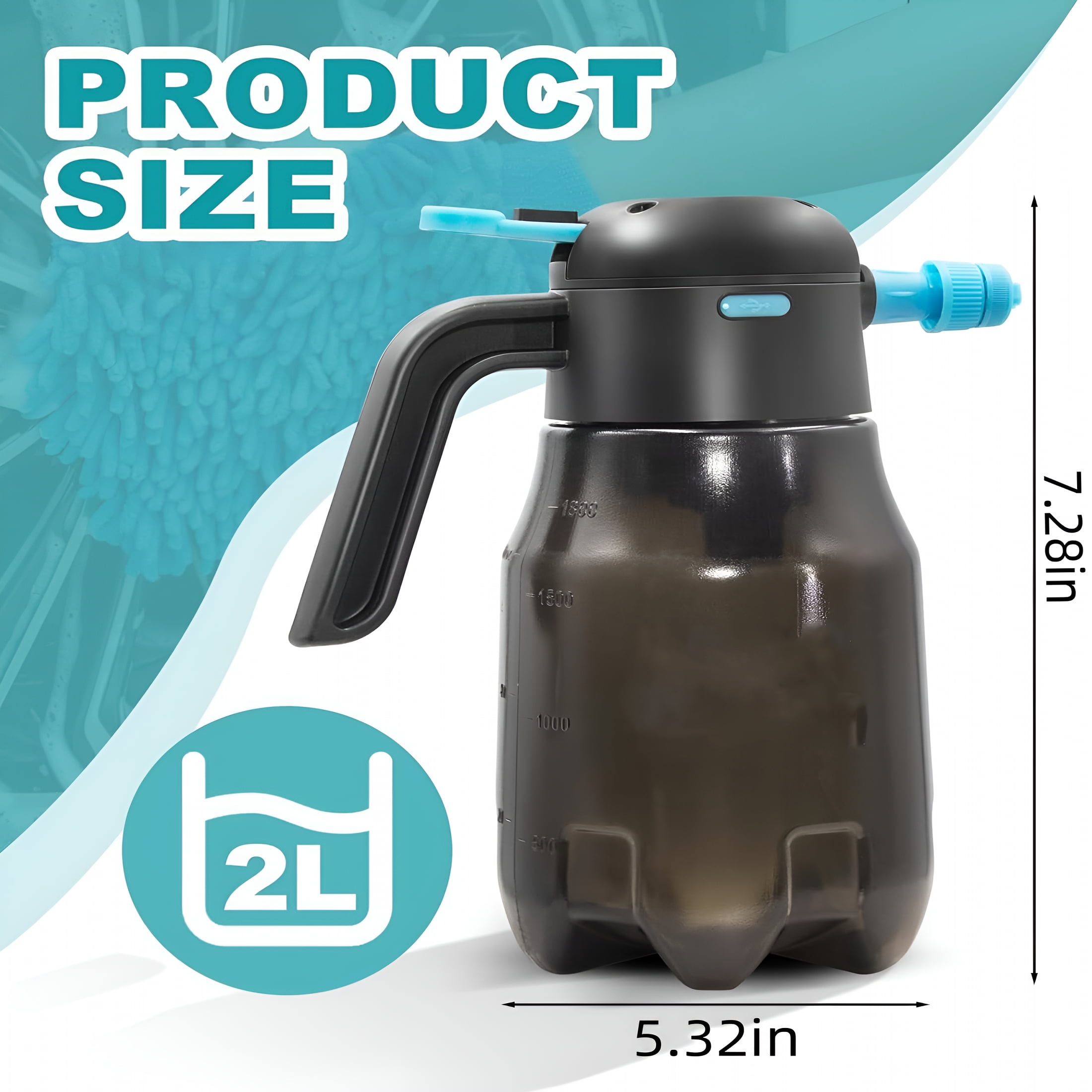 CURYMAY 2026 New Electric Foam Sprayer 0.5Gal/2L,60Psi Powerful Battery Powered Car Foam Sprayer with 2 Modes,Rechargeable Cordless Portable Pump Sprayer for Car Cleaning Detailing Home Garden