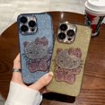 thumbnail image 3 of Funda para teléfono Hello Kitty con incrustaciones de diamantes galvanizados en polvo flash para Iphone Xr Xs 11 12 13 14 Pro Max, 3 of 4