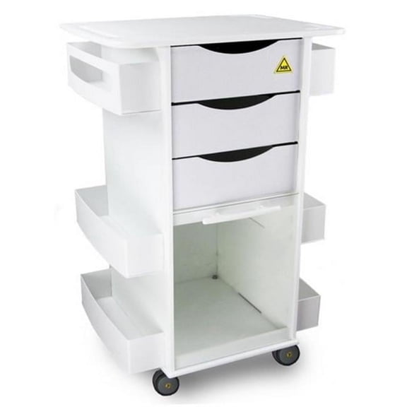 MRI White Polyethylene Core DX Lab Cart with Clear Sliding Door - 23 x 33 x 19 in.