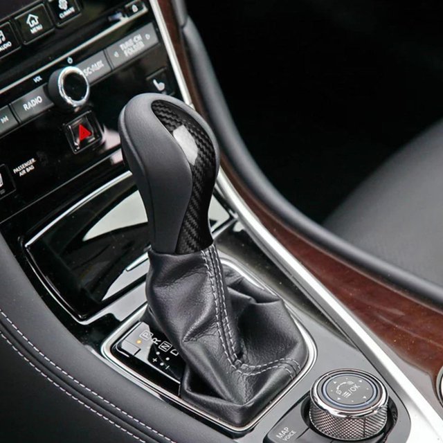 Embellecedores de cubierta de fibra de carbono, autoadhesiva de moda para cubierta de coche para Q50 , accesorios interiores , Cubierta de la perilla de cambio yotijar Guarnición de la cubierta del vehículo