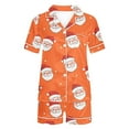 thumbnail image 5 of asdoklhq Onesie Pajamas for Women Women Christmas Printed Stand Up Collar Pocket Short Sleeved Top Shorts Home Wear Pajama Set Orange 2X, 5 of 8