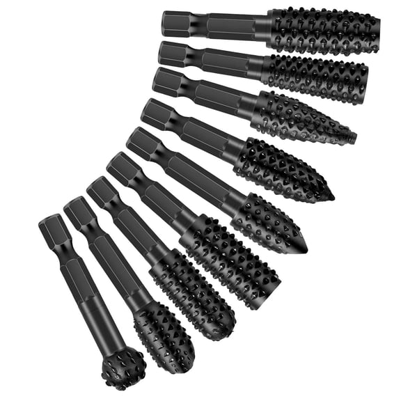 TAPDRA Steel Rotary File Set 10Pcs 1/4 Inch Hex Shank For Woodworking Grinding Polishing Burnishing Not Hardwood