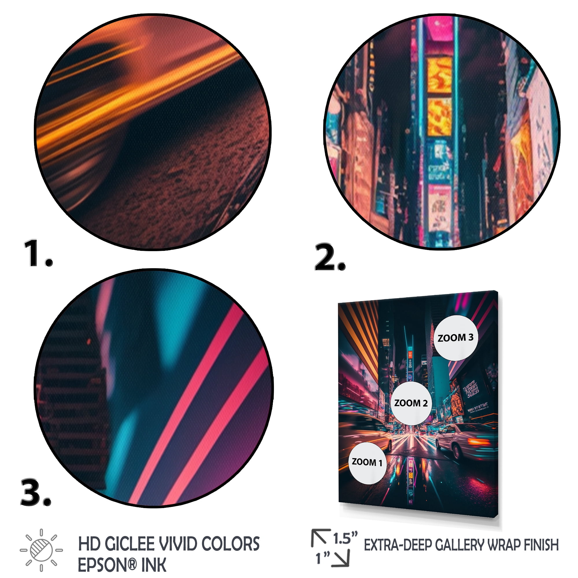 Designart Futuristic New York City Neon II Canvas Wall Art