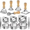 thumbnail image 1 of [13 Pieces Upgraded] 6 Pieces Ravioli Maker Cutter Stamp Set With Wooden Handle Four Shapes And 7 Pieces Stainless Steel Dumplings Maker Three Sizesfo, 1 of 4